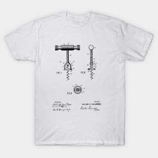 CORKSCREW VINTAGE PATENT DRAWING T-Shirt